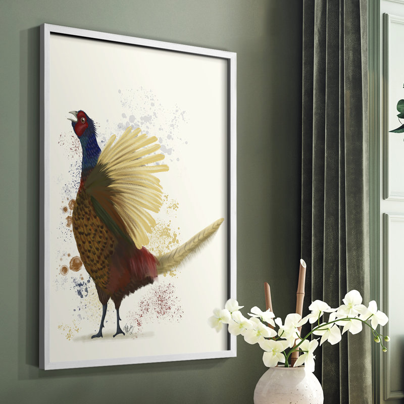 Pheasant Splash 8, reproduction encadrée - bois massif, Blanc, H 28 po x l 22 po