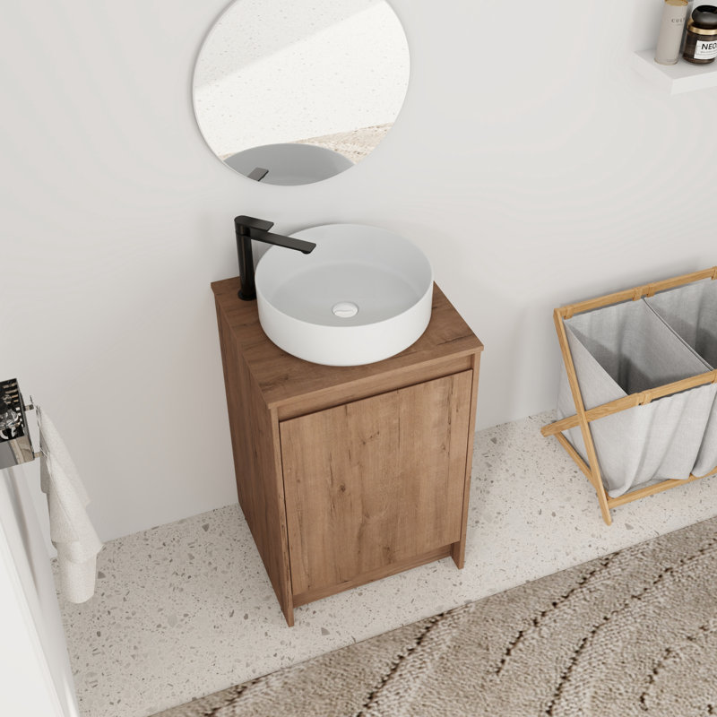 20'' Single Bathroom Vanity with Ceramic Art Sink, White