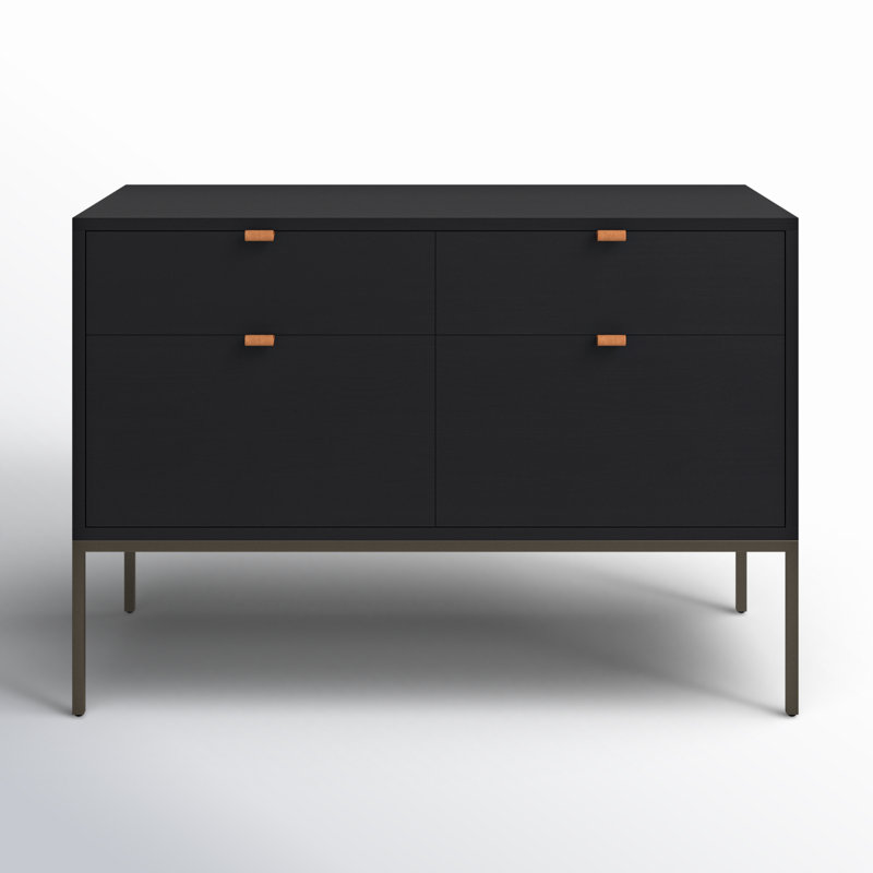 Loki 45'' Wide 4 -Drawer Solid Wood File Cabinet, Black