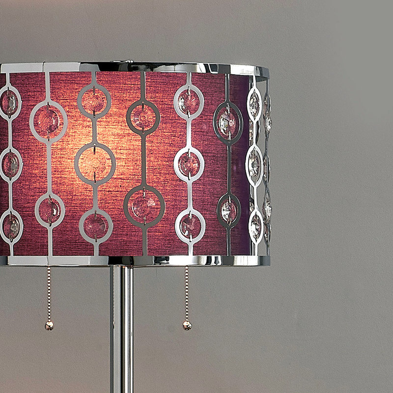 Lampe sur pied 62 "Crystals, Mauve, Chrome poli