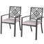  Stackable Patio Chairs with cushions Iron Patio Dining Chairs Set of 2