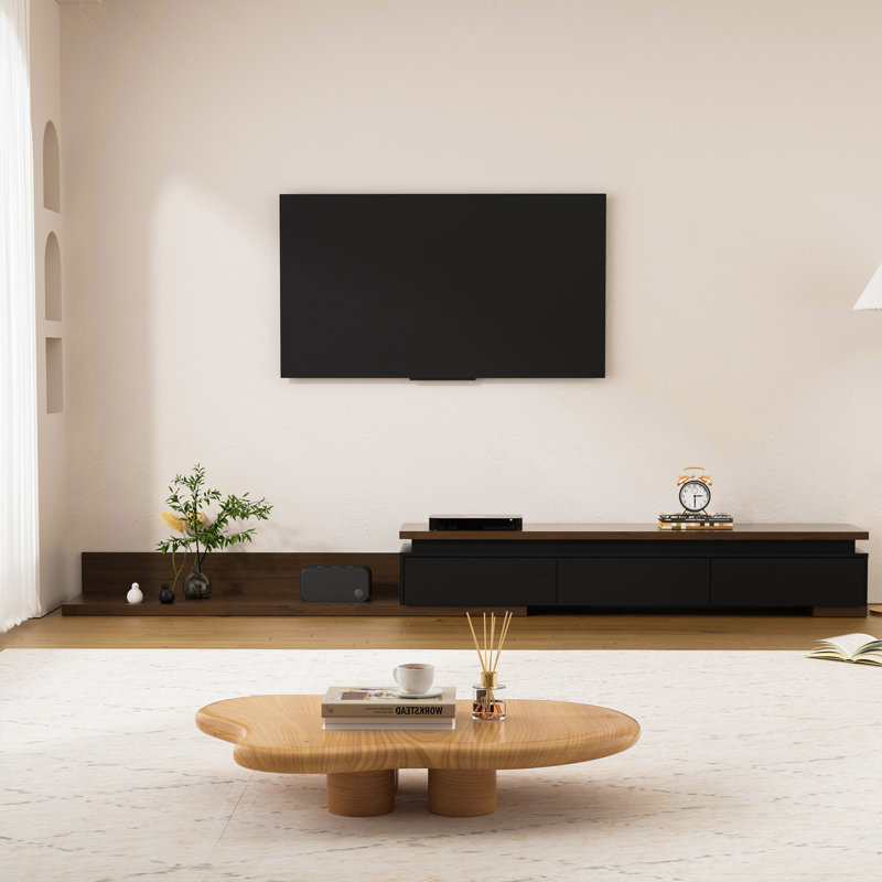 Extendable Tv Stand With Led Lights, Modern Reversible Tv Console