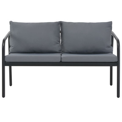 Sofa Dark Grey Frame Light Grey Cushions Aluminum Polyester Outdoor Sofa Premium Lightweight Build