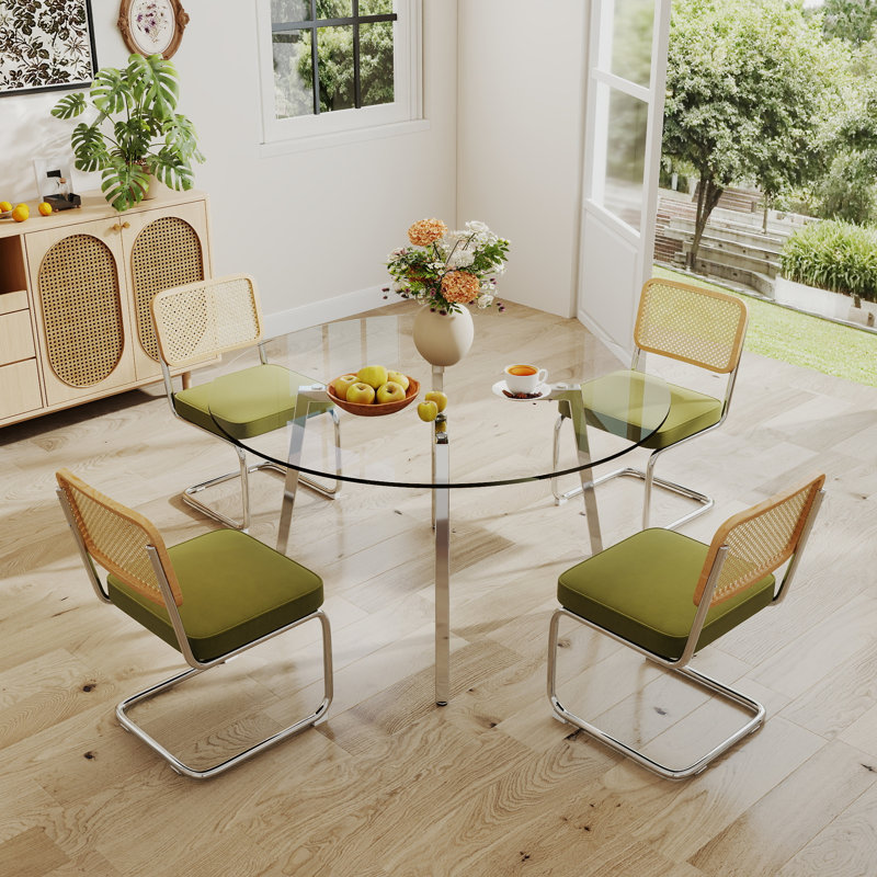 Ensemble de salle à manger 5 pièces, H 29,5 po x L 47 po x l 47 po, Vert