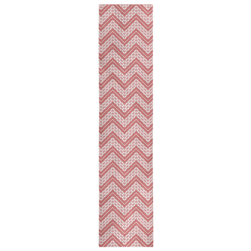 Stephenie Classic Hand Drawn Chevron Table Runner, 16" x 72", Red
