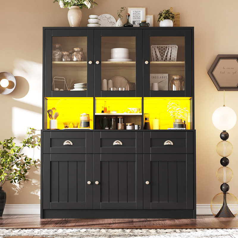 175cm Kitchen Pantry, Black
