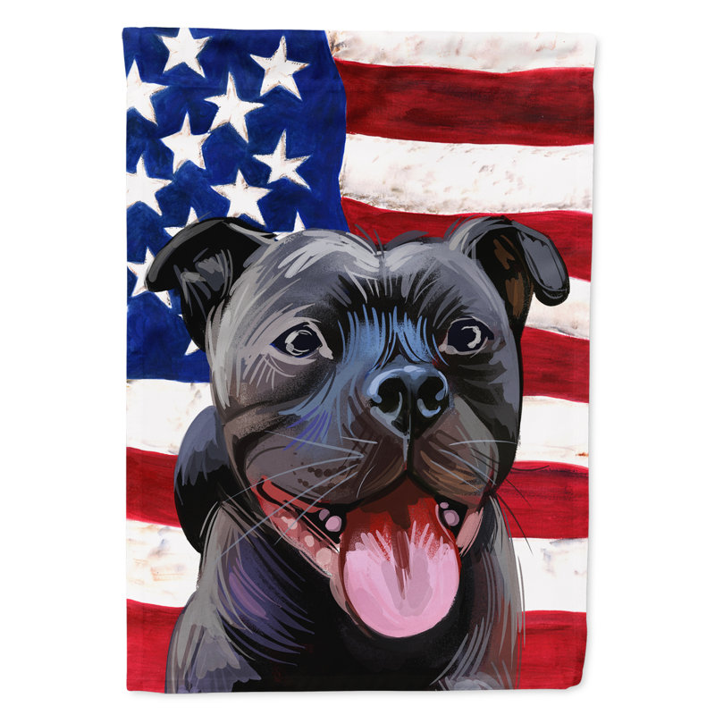 Polyester à 2 côtés 28 x 40 po drapeau maison, Staffordshire bull terrier