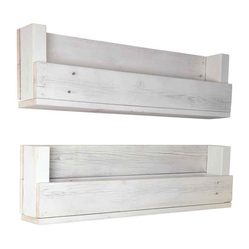 8" H x 28" W Chip Resistant Floating Shelf, Whitewash