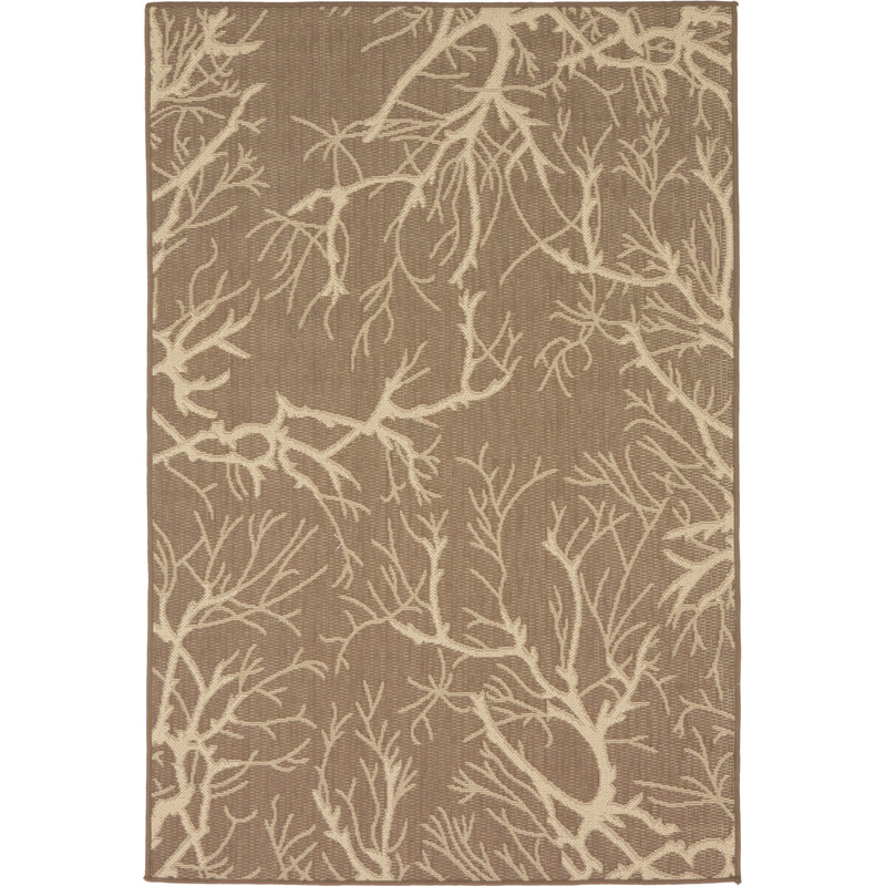 Tapis intérieur / extérieur brun Healdton, Rectangle 4 pi 1 po x 6 pi 1 po