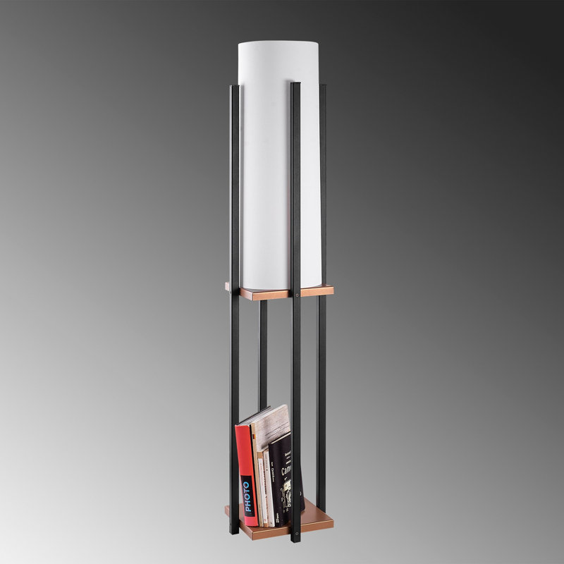 Lampe sur pied colonne 9,83 "Cawe, Blanc, Bronze
