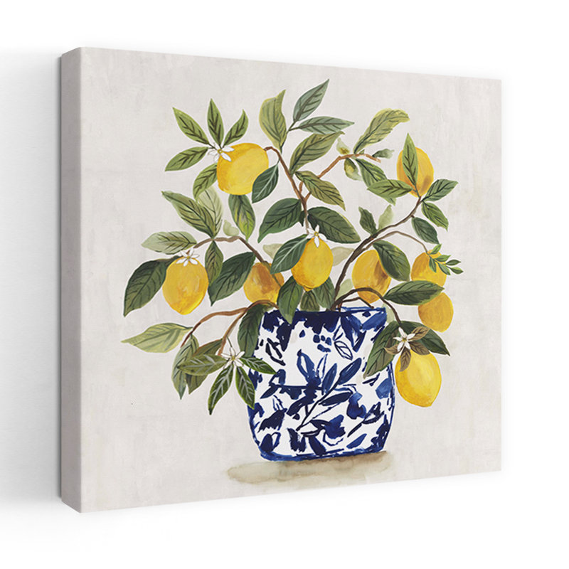 «Lemon Plant I Elegant Minimalist Abstract Landscape Art», H 18 po x l 18 po