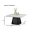 Table basse carrée de style contemporain avec plateau en faux marbre et base en tambour