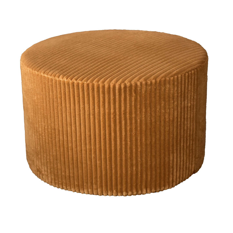 Corduroy Upholstery Full Compressed Ottoman, Ginger