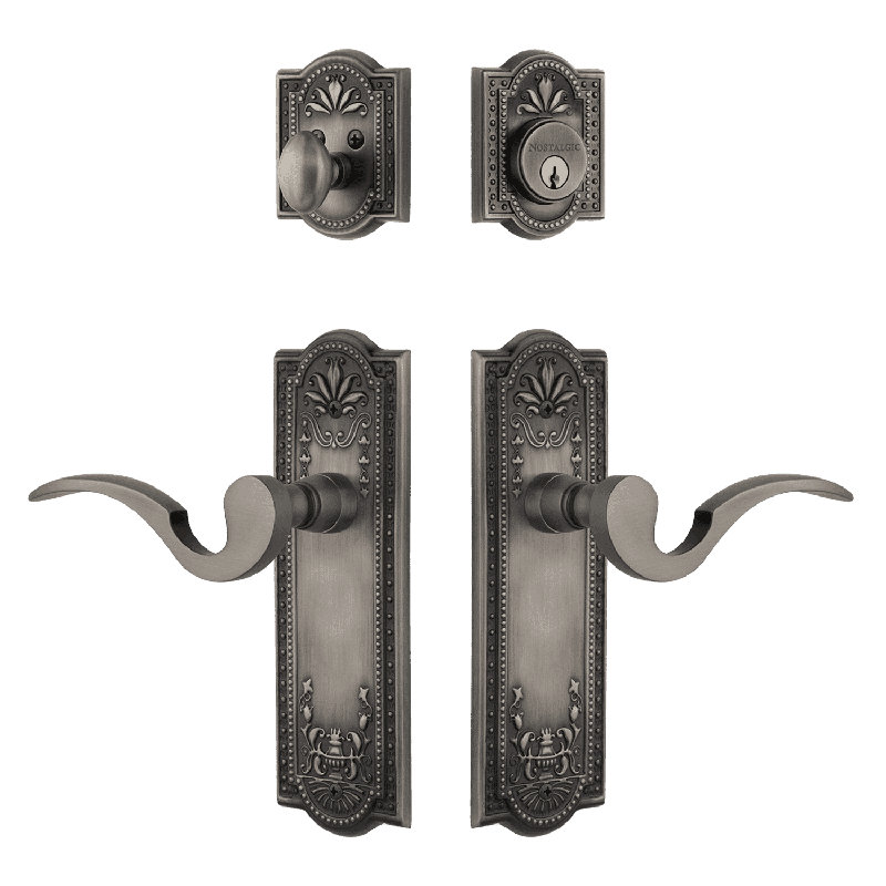 Nostalgic Warehouse Meadows Entry Set with Manor Lever, 2.375, Antique Pewter