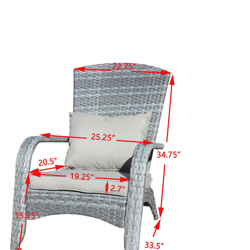 Chaise de patio avec coussins (coussin gris)
