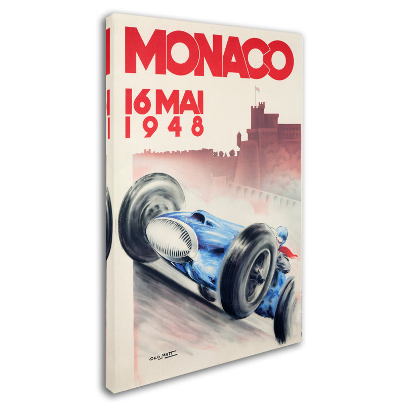 Monaco par Lantern Press, reproduction d'art graphique sur toile, H 32 po x l 22 po x P 2 po