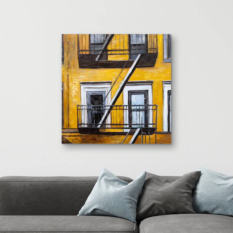 Building old fire escape - 32"x32" art on canvas