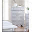 Commode élégante à 5 tiroirs gris avec poignées en cristal et poignées à tirer pour les chambres à coucher modernes, solution de rangement durable et élégante