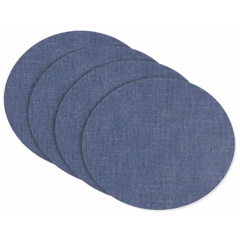Ensemble de 4 napperons en vinyle Riviera indigo, Indigo