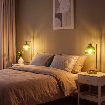 Lampe de table arquée en métal de 19 pouces avec ports USB