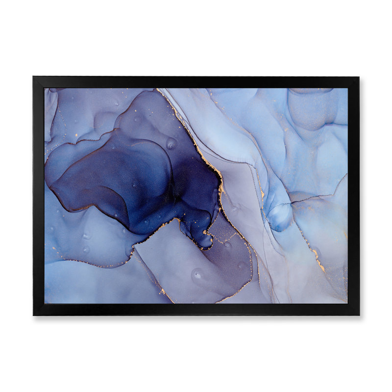 Mauve luxueux abstrait fluide V - peinture sur toile, H 34 po x l 44 po x P 1,5 po, Cadre noir