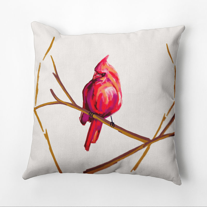  Cardinal Print Square Pillow Cover & Insert, 18" x 18" 
