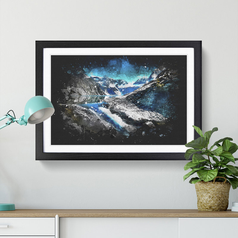 Fiordland National Park New Zealand - Picture Frame Graphic Art Print, 62cm H x 87cm W x 2cm D, Black Framed