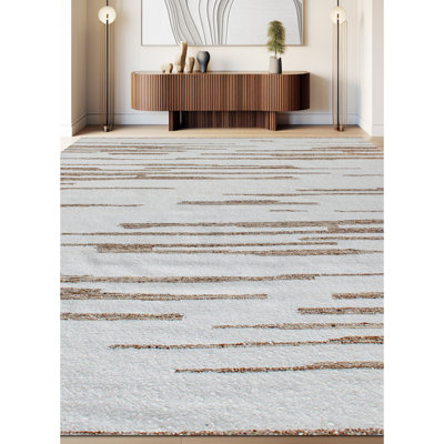 Tapis en laine noué à la main en noir / blanc / gris clair