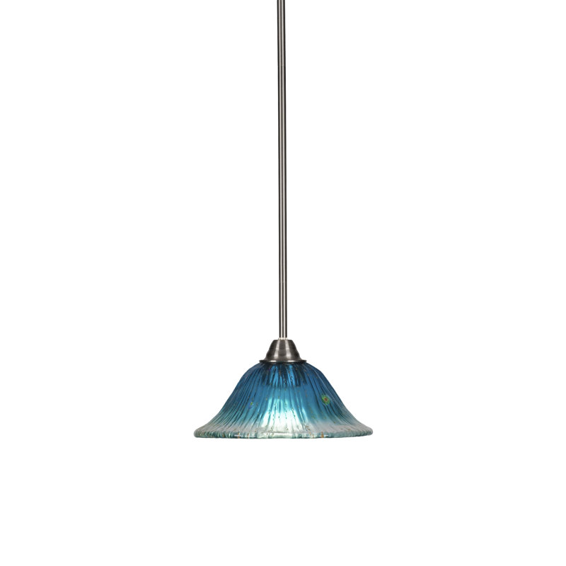 Luminaire suspendu avec tige en verre 10 po Achen Paramount, Rouge, Nickel brossé