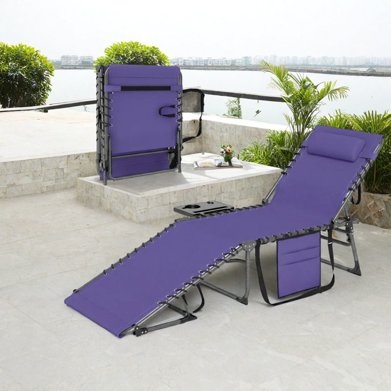Chaise longue de patio réglable, structure en acier, design moderne, détente en plein air