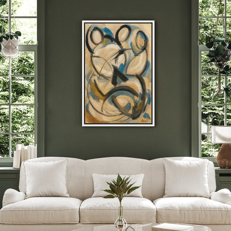 «Abstract Family Embrace», reproduction d'art sur toile - décor figuratif moderne pour bureau ou chambre à coucher, Blanc