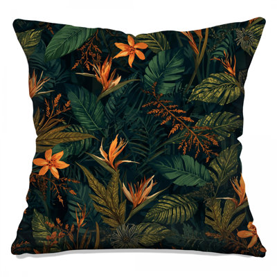 Coussins décoratifs à motif de feuillage tropical