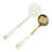 Martha Stewart Lockton 2 Piece Stainless Steel Skimmer and Ladle Kitchen Tool Set in Linen w/ Gold