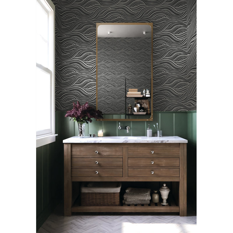  Designs Elderflower Melody Waves Non-Woven Unpasted Wallpaper, Grey/Black