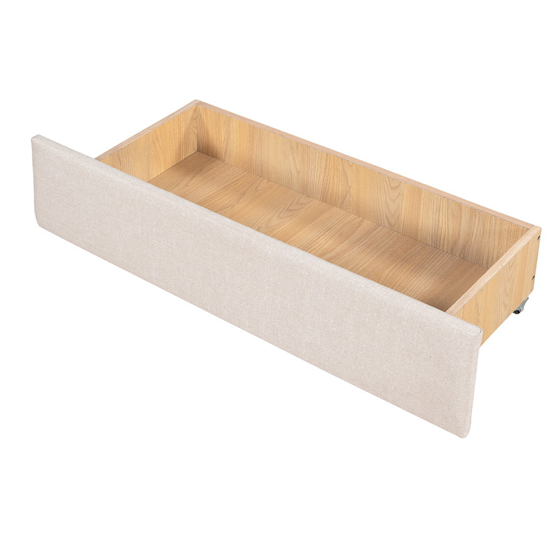 Upholstered Daybed With Two Drawers, Wood Slat Support, Full Size