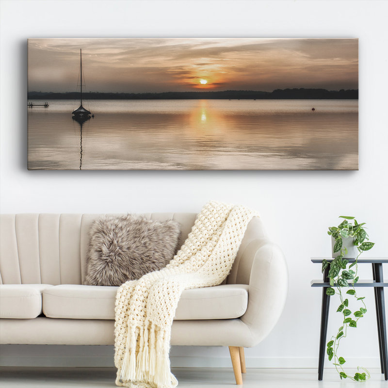 Doux coucher de soleil sur toile tendue, H 12 po x l 30 po x P 1,5 po