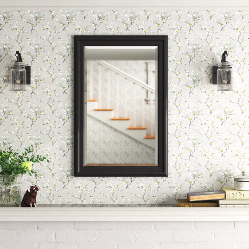 Mora Solid Wood Rectangle Mirror, Black