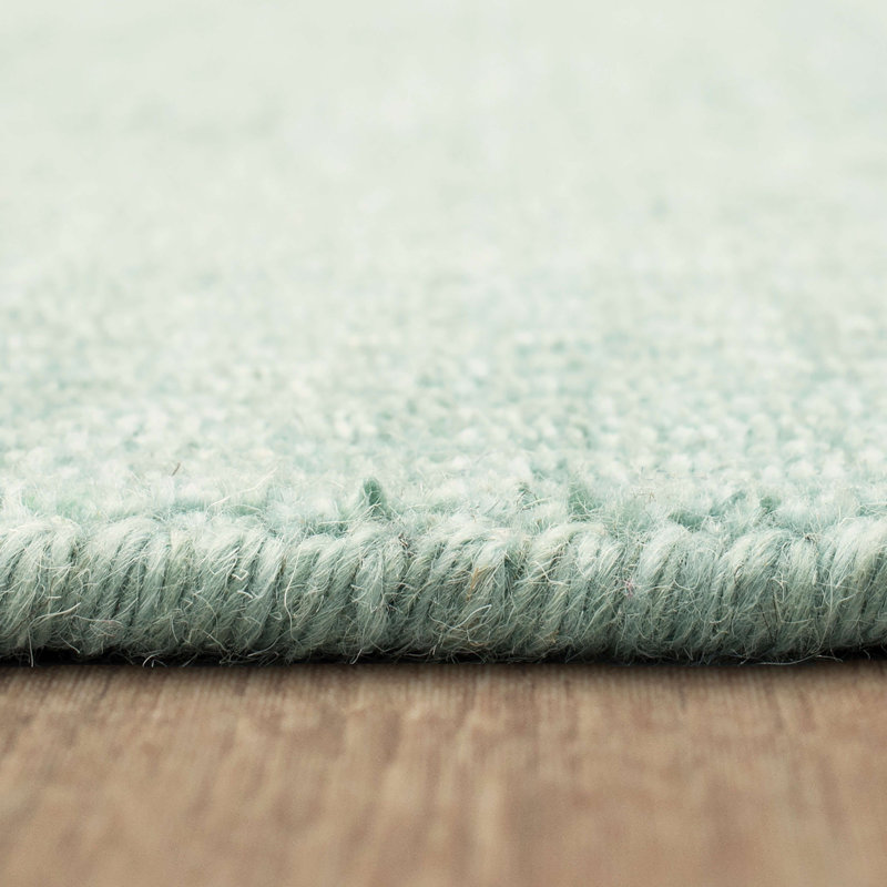 Tapis bleu en laine tissé à la main, Rectangle 6 pi x 9 pi
