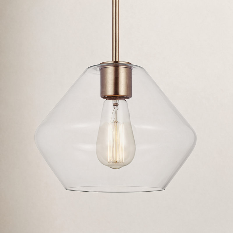 Luminaire suspendu géométrique 1 lumière Rooks, Laiton satiné