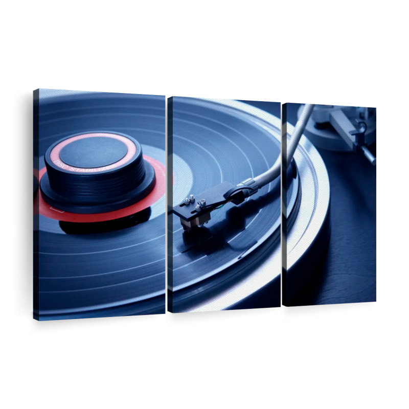 " Blue Tinted Record Player ", 32" H x 50" W x 1.25" D