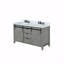Ensemble de meuble-lavabo à double cuve 60 "de large x 22" de profondeur, comptoir en quartz blanc et robinet-1881199346-1881199347