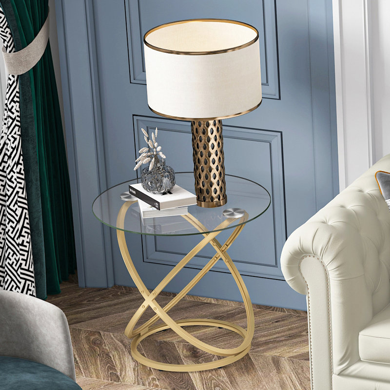 Rochdale Side Table, Clear/Gold