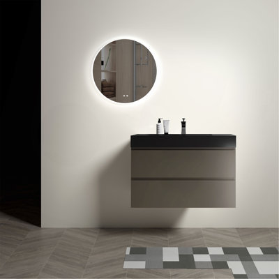 Meuble-lavabo mural de 36 po avec lavabo, grande vasque murale flottante pour salle de bain moderne Alice