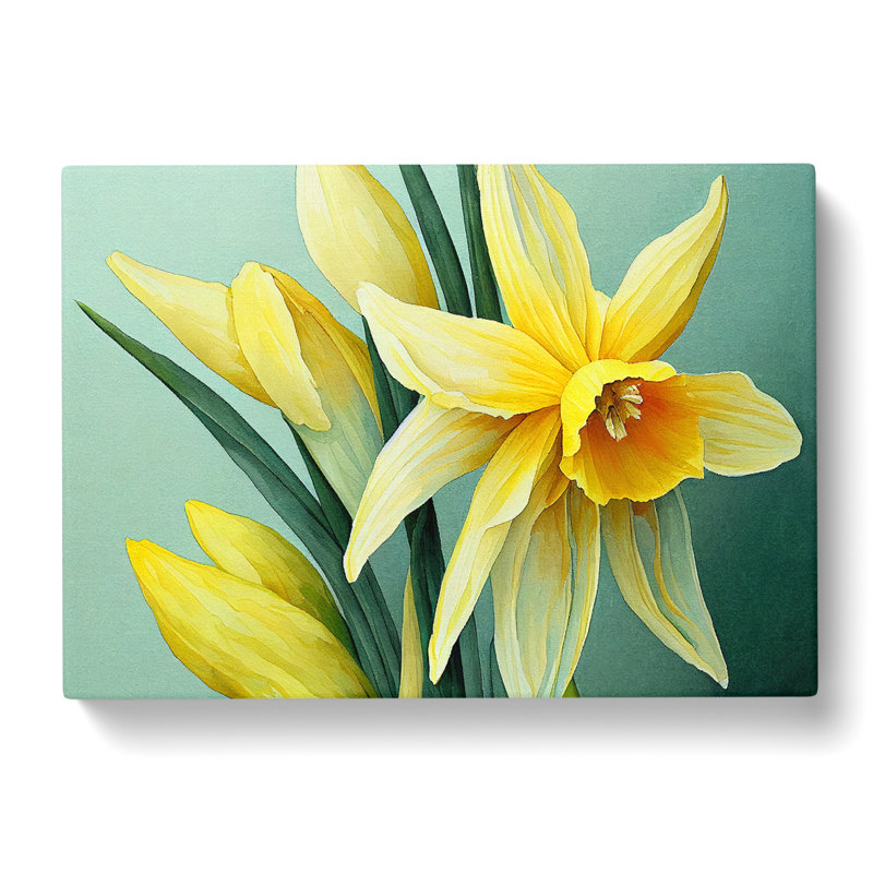 XXX-H1022-WF-10110X Welcoming Daffodil Flowers - Wrapped Canvas Painting, 40cm H x 60cm W x 3cm D