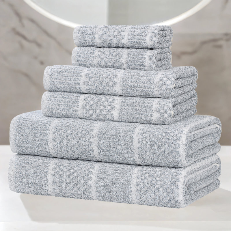 Ensemble de serviettes 6 pièces Annalotta, Bleu denim