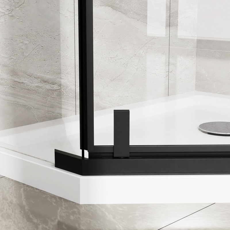-angle Shower Door 36x36x72 - Matte Black, Clear Tempered Glass, 304 Stainless Steel Pan Head Screws 72 In. 36x36, Lag