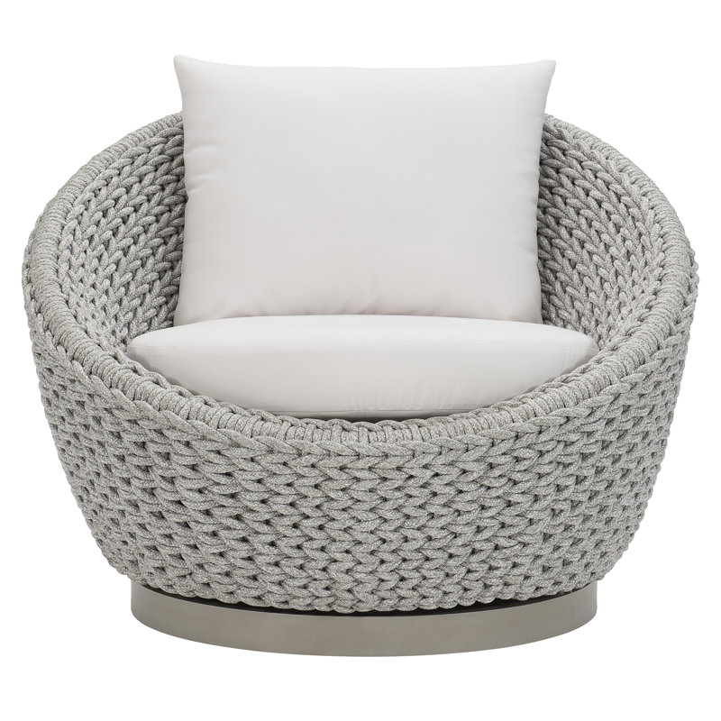 Savaii Outdoor Swivel Papasan Chair, Light Grey Linen 6032-010