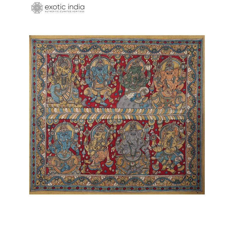 Ashta-Vinayaka Ganesha | Kalamkari, peinture sur coton