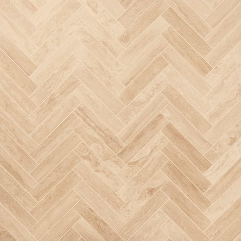 Travertine 2.5x12 Filled Brushed Vein Cut Tile, Classic Brushed