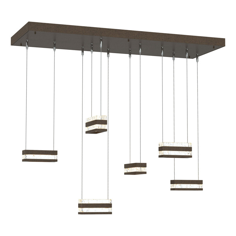 Stacks 6-Light LED Pendant - Clear Glass, Bronze
